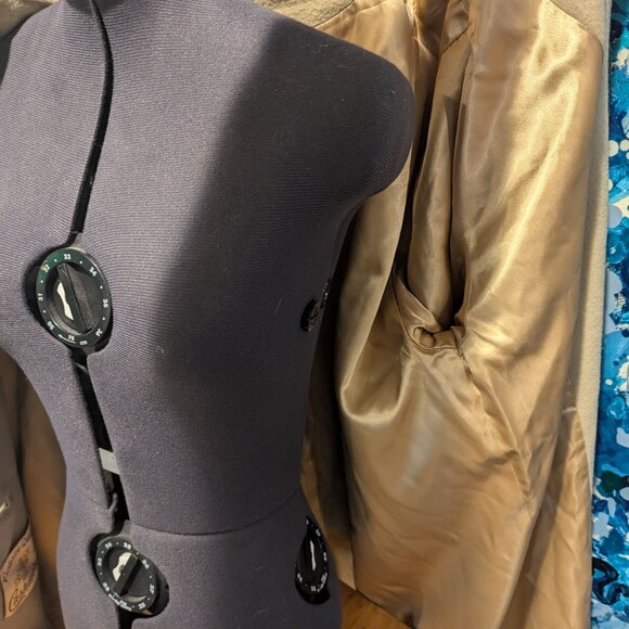 VINTAGE 60s cashmere ivory fur collar swing coat - Picture 6 of 7